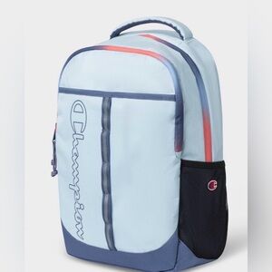 Champion Sky Blue Backpack with Red and Navy Accents